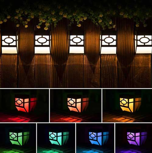 3. Solar Fence Lights with 2 Colors