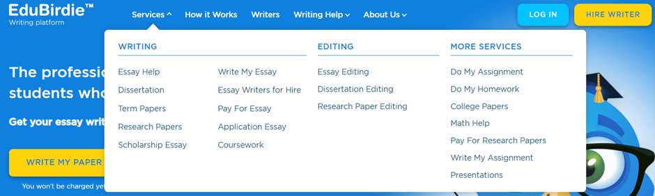EduBirdie Types of Services