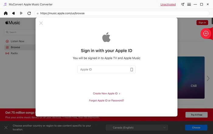 Step 1. Sign in Apple Music Web Player