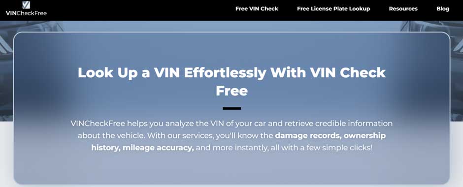 VIN Check Free Be Used